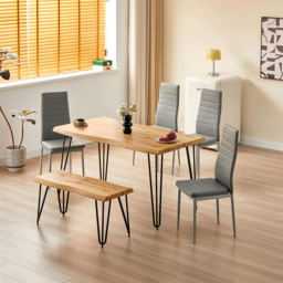 Kosy Koala 6 Seater Rustic Brown Dining Set Grey - Multi - Wilko - thumbnail 6
