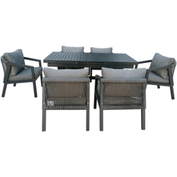Furniture One 6 Seater Grey Aluminium Extendable Garden Dining Set - Wilko - thumbnail 4