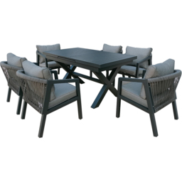 Furniture One 6 Seater Grey Aluminium Extendable Garden Dining Set - Wilko - thumbnail 3