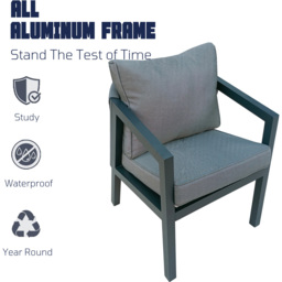 Furniture One 6 Seater Grey Aluminium Extendable Garden Dining Set - Wilko - thumbnail 6