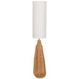 ValueLights Una White Tall Lamp Shade Natural Rattan Midi LED Floor Lamp - Size: 140 x 25 x 25cm - Cream - Wilko