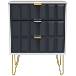 Crowndale Cube 3 Drawer Matt Indigo and White Chest of Drawers Ready Assembled - Blue - Wilko - thumbnail 4