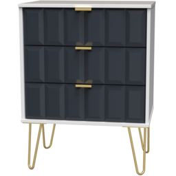 Crowndale Cube 3 Drawer Matt Indigo and White Chest of Drawers Ready Assembled - Blue - Wilko - thumbnail 3