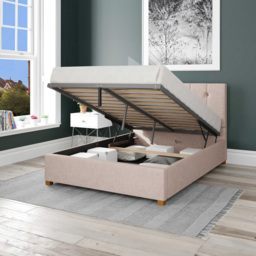 Aspire Hepburn Super King Natural Saxon Twill Ottoman Bed - Cream - Aspire Beds - Wilko - thumbnail 3