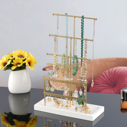 H&O Direct 6 Tier Gold Jewellery Display Stand - Size: 38.5 x 26.5 x 11.5cm - Wilko - thumbnail 3