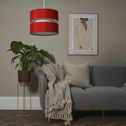 ValueLights Sophia 2-Tier Red and White Small Ceiling Light Shade - Size: 26 x 19 x 26cm - Wilko - thumbnail 5