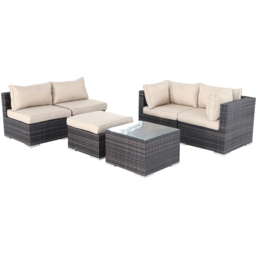 Furniture One 5 Seater Brown Rattan Garden Sofa Set - Wilko - thumbnail 7