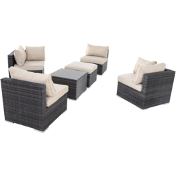 Furniture One 5 Seater Brown Rattan Garden Sofa Set - Wilko - thumbnail 6