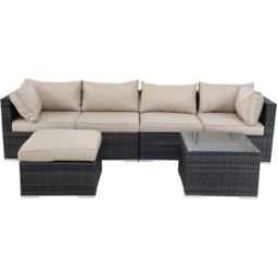 Furniture One 5 Seater Brown Rattan Garden Sofa Set - Wilko - thumbnail 3