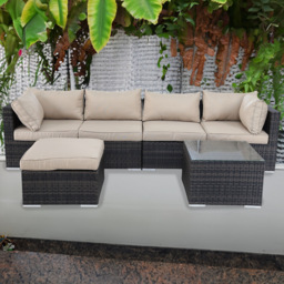Furniture One 5 Seater Brown Rattan Garden Sofa Set - Wilko