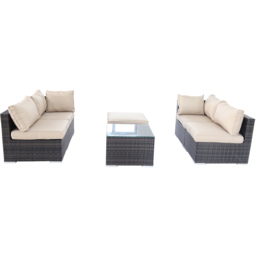Furniture One 5 Seater Brown Rattan Garden Sofa Set - Wilko - thumbnail 4