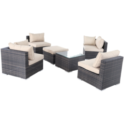Furniture One 5 Seater Brown Rattan Garden Sofa Set - Wilko - thumbnail 5