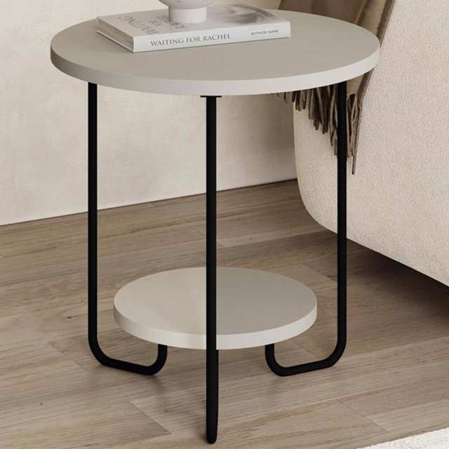 FWStyle Corro 2 Tier Sandstone Side Table - Size: 40 x 40 x 45cm - Cream - Wilko - image 1