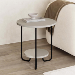 FWStyle Corro 2 Tier Sandstone Side Table - Size: 40 x 40 x 45cm - Cream - Wilko - thumbnail 6
