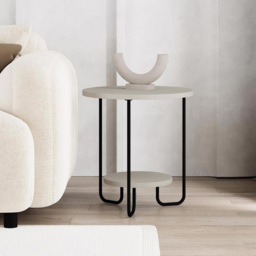 FWStyle Corro 2 Tier Sandstone Side Table - Size: 40 x 40 x 45cm - Cream - Wilko - thumbnail 4