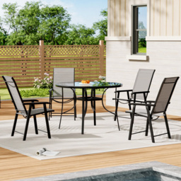 Living and Home Glass 4 Seater Round Garden Dining Set Black - Wilko - thumbnail 1