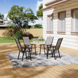 Living and Home Glass 4 Seater Round Garden Dining Set Black - Wilko - thumbnail 7