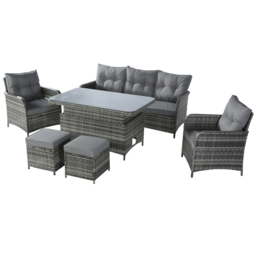 Home Treats 7 Seater Deluxe Rattan Garden Dining Set - Grey - Wilko - thumbnail 3