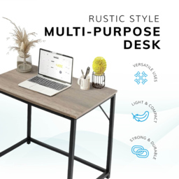 House of Home Computer Desk Rustic Light Brown and Black - Size: 50 x 80 x 76cm - Wilko - thumbnail 3