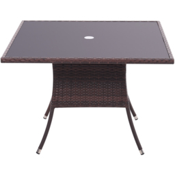 Living and Home Rattan Glass 4 Seater Square Garden Dining Table Brown - Wilko - thumbnail 3