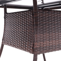 Living and Home Rattan Glass 4 Seater Square Garden Dining Table Brown - Wilko - thumbnail 5