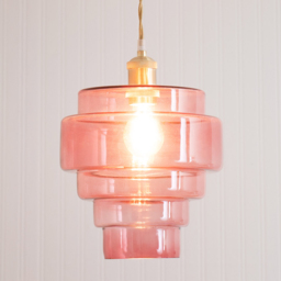 ValueLights Lane 5 Tier Pink Glass Easy Fit Shade - Size: 24.5 x 23.5 x 23.5cm - Wilko - thumbnail 3