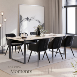 tectake Marilyn Set of 6 Black Velvet Look Padded Dining Chairs - Wilko - thumbnail 7