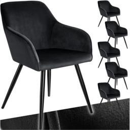 tectake Marilyn Set of 6 Black Velvet Look Padded Dining Chairs - Wilko - thumbnail 3