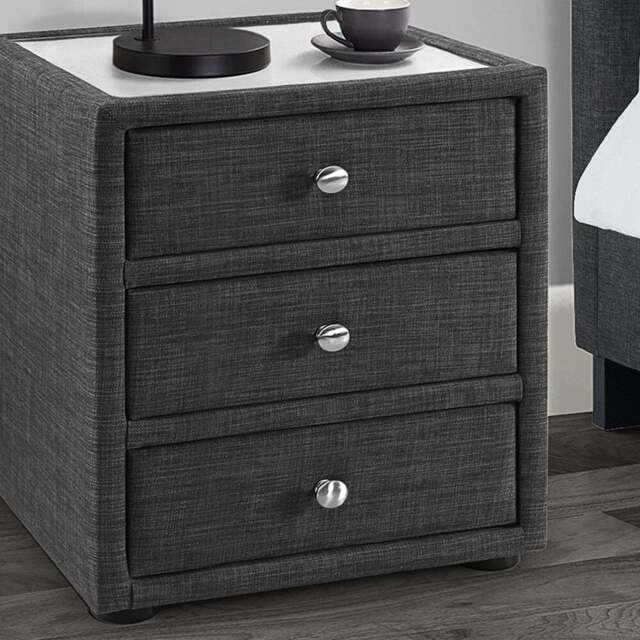 Julian Bowen Sorrento 3 Drawer Slate Grey Linen Bedside Table - Wilko - image 1