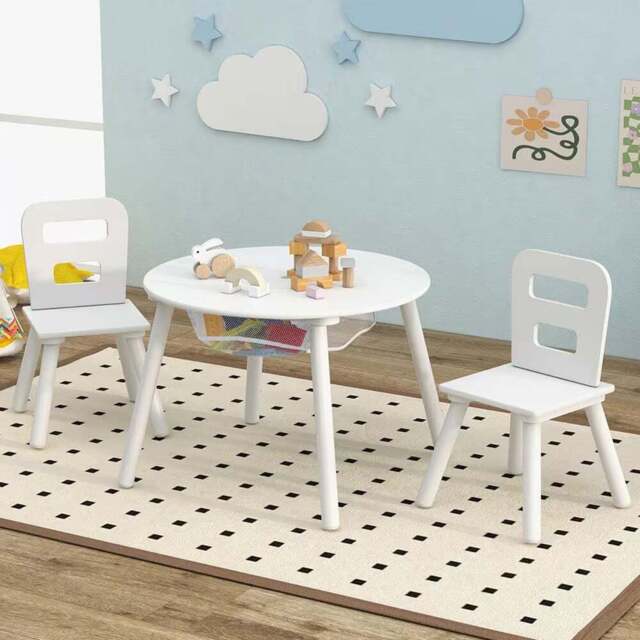 Costway 2 Seater White Kids Activity Table and Chair Set with Storage - Size: 70 x 68 x 12cm - Wilko - image 1