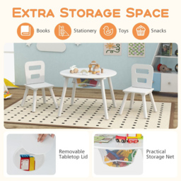 Costway 2 Seater White Kids Activity Table and Chair Set with Storage - Size: 70 x 68 x 12cm - Wilko - thumbnail 5