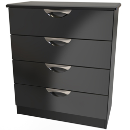 Crowndale Camden 4 Drawer Black Gloss and Black Chest of Drawers Ready Assembled - Black Gloss & Black - Wilko - thumbnail 5