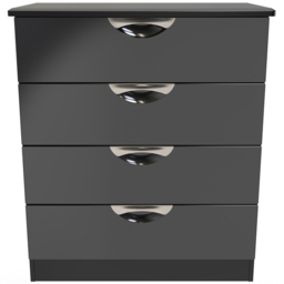 Crowndale Camden 4 Drawer Black Gloss and Black Chest of Drawers Ready Assembled - Black Gloss & Black - Wilko - thumbnail 4
