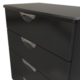 Crowndale Camden 4 Drawer Black Gloss and Black Chest of Drawers Ready Assembled - Black Gloss & Black - Wilko - thumbnail 6