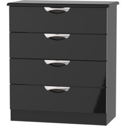 Crowndale Camden 4 Drawer Black Gloss and Black Chest of Drawers Ready Assembled - Black Gloss & Black - Wilko - thumbnail 3