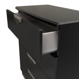 Crowndale Camden 4 Drawer Black Gloss and Black Chest of Drawers Ready Assembled - Black Gloss & Black - Wilko - thumbnail 7