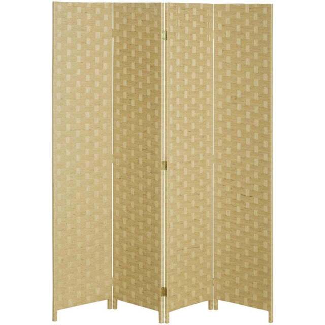 Portland 4 Panel Brown Folding Privacy Screen 169.5 x 159.5cm - Wilko - image 1