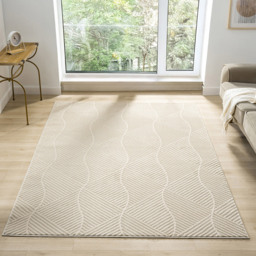 Desire Rugs Vellure Cream Metallic Sheen Pyramid Design Rug 200 x 290cm - Size: 290 x 200 x 1.1cm - Wilko - thumbnail 3