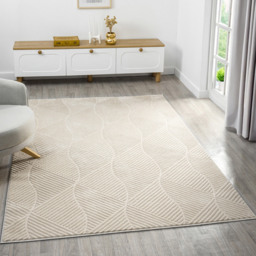 Desire Rugs Vellure Cream Metallic Sheen Pyramid Design Rug 200 x 290cm - Size: 290 x 200 x 1.1cm - Wilko - thumbnail 6