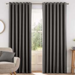 Helena Springfield Eden Charcoal Lined Eyelet Curtains 229 x 229cm - Size: W 229 x D 229cm - Wilko