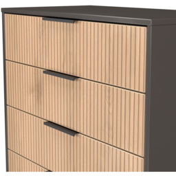Crowndale Hong Kong 5 Drawer Slatt Effect and Graphite Chest of Drawers Ready Assembled - Slatt Effect & Graphite - Wilko - thumbnail 6