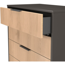 Crowndale Hong Kong 5 Drawer Slatt Effect and Graphite Chest of Drawers Ready Assembled - Slatt Effect & Graphite - Wilko - thumbnail 7