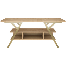 Decorotika Minerva Decorative 4 Open Shelf Gold and Oak TV Unit - Size: 55 x 120 x 35cm - Multi - Wilko - thumbnail 4