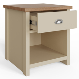 GFW Lancaster Single Drawer Single Shelf Cream Lamp Table - Size: 45 x 45 x 50cm - Wilko - thumbnail 3
