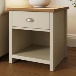 GFW Lancaster Single Drawer Single Shelf Cream Lamp Table - Size: 45 x 45 x 50cm - Wilko - thumbnail 1