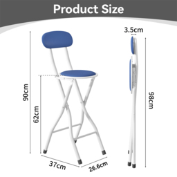 Blue Padded Folding Bar Stool - Size: 90 x 26.6 x 37cm - MCC - Wilko - thumbnail 6