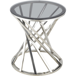 Comfy Living Silver Round Tinted Glass Side Table - Size: 55 x 50 x 50cm - Wilko - thumbnail 4