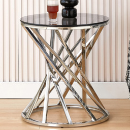 Comfy Living Silver Round Tinted Glass Side Table - Size: 55 x 50 x 50cm - Wilko