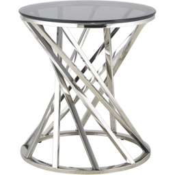 Comfy Living Silver Round Tinted Glass Side Table - Size: 55 x 50 x 50cm - Wilko - thumbnail 3