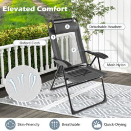 Costway Set of 2 Grey Garden Folding Chair - Wilko - thumbnail 7